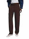 Women's High-waisted Fabric Trousers Regular Fit Brown