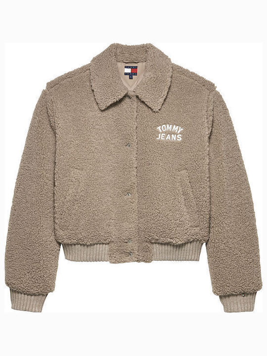 Κοντό Γυναικείο Bomber Jacket Μπεζ