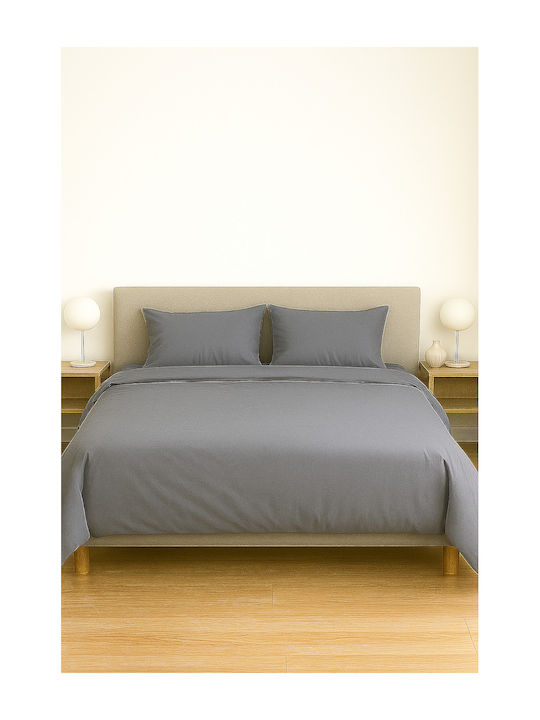 Sheet for Single Bed with Elastic 100x200+35cm. Τ180 Grey Raff