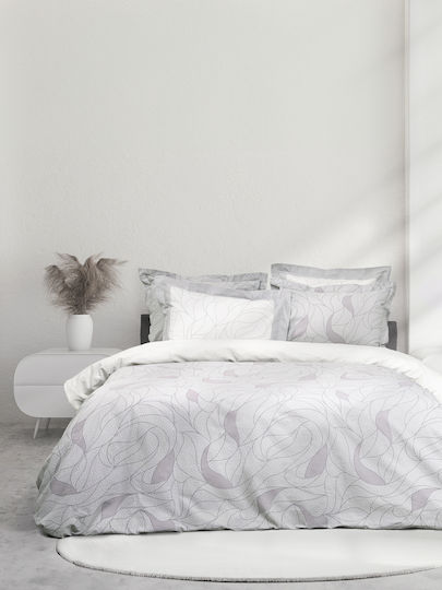 Nima Bettwäsche-Set Überdoppel 240x260cm. Hoop Gray 4Stück
