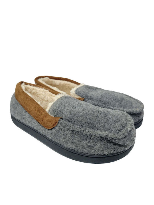 Men's Slippers with Fur Gray