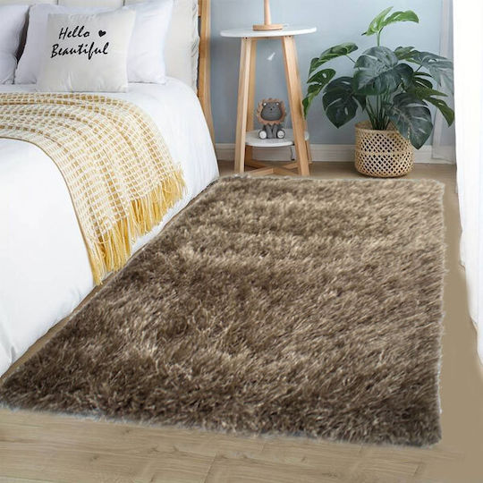 SpitiBazaar Shaggy Bedroom Rugs Set Coffee SB.00111 3pcs