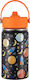 Queen Mother Kids Water Bottle Thermos Stainless Steel with Straw Black 350ml