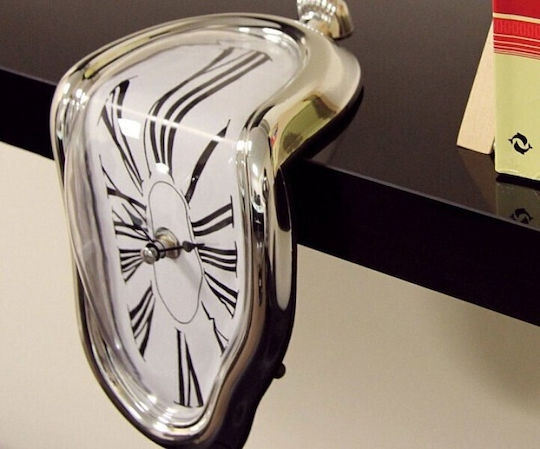 Melting Clock Επιτραπέζιο Ρολόι με Δείκτες Πλαστικό Ασημί 03004MLT50SL