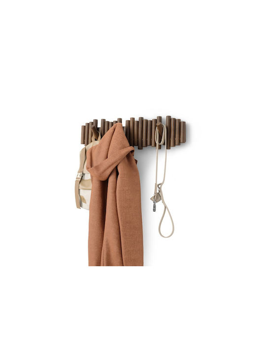 Umbra Wall Hanger Picket Wooden 8 Hooks Brown 61x4x17cm