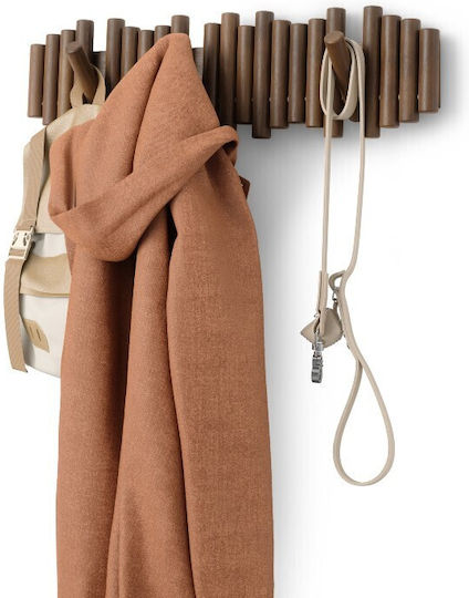 Umbra Wall Hanger Picket Wooden 8 Hooks Brown 61x4x17cm