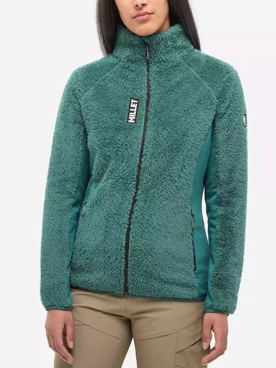 Women's Cardigan with Zipper Green
