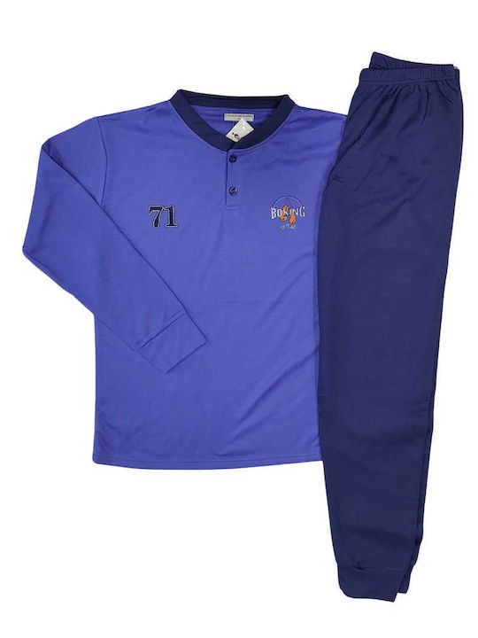 Lovelx Homewear Χειμερινή Ανδρική Πιτζάμα Μπλε