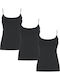 Women's T-Shirt with Spaghetti Strap Black 3Pack