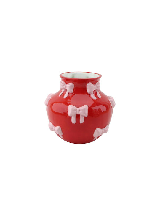 Beauty Home Decorative Ceramic Vase Red 14.5x13xH14.5cm