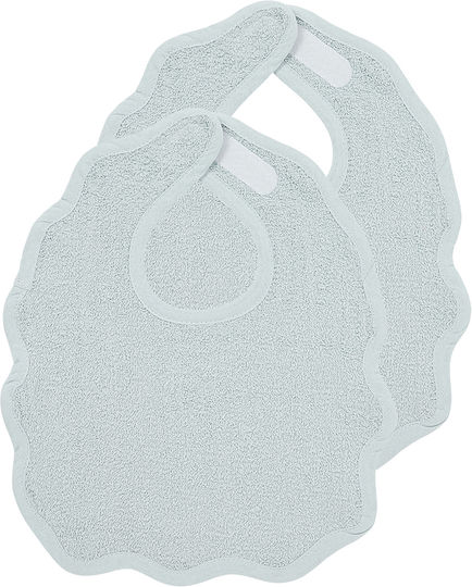 Bunny Bebe Wavy Baby Bibs Made of 100% Cotton with Hoop & Loop Fastener Wavy Blue Grey 2 Pieces
