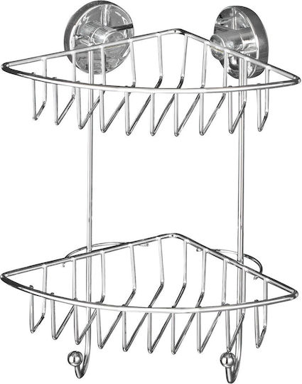 Wenko Corner Wall Mounted Bathroom Shelf Metallic Gray
