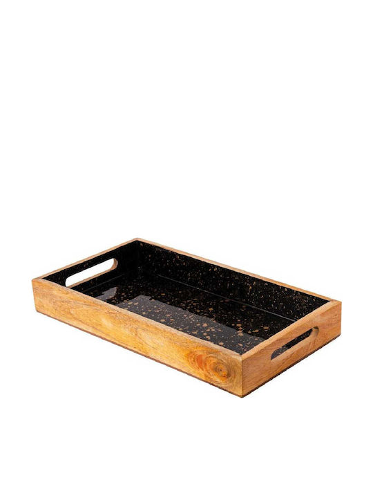 Costos Дърво Поднос за сервиране с Дръжки в Черен Цвят 40x22x5см 20-1722 1бр