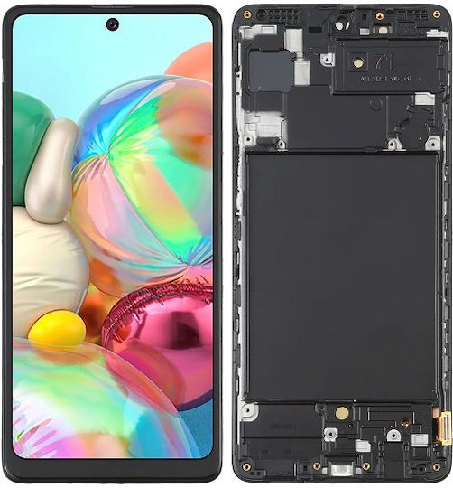 Οθόνη 4g A715 mit Touch-Mechanismus und Rahmen für Samsung A71 4G A715 (Schwarz)