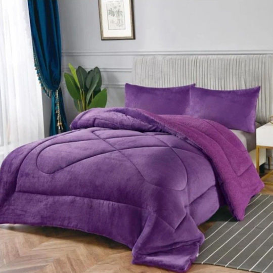 Alpha-Market Κουβερτοπάπλωμα Υπέρδιπλο 220x240εκ. Μώβ