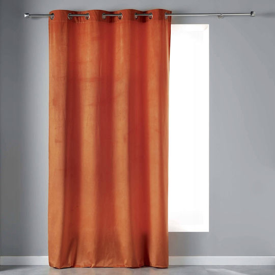 Douceur d'Intérieur Curtain with Grommet Velvetine Orange 140x240cm