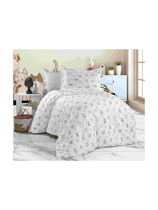 MayHome Sheet Set Single Cotton Gray 160x240cm