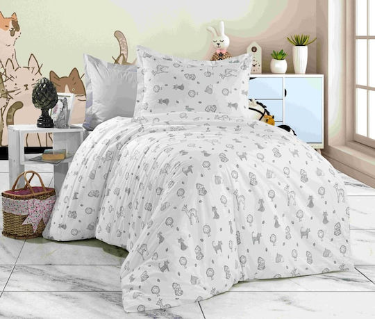 MayHome Σετ Σεντόνια Μονά Βαμβακερά Γκρι 160x240cm