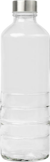 Uniglass Stripes Water Bottle Glass with Screw Lid Silver 1000ml