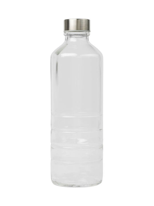 Uniglass Stripes Glass Water Bottle With Screw Lid Transparent 1000ml