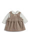 Kinderkleid Langärmelig Samt Set mit Bluse Braun