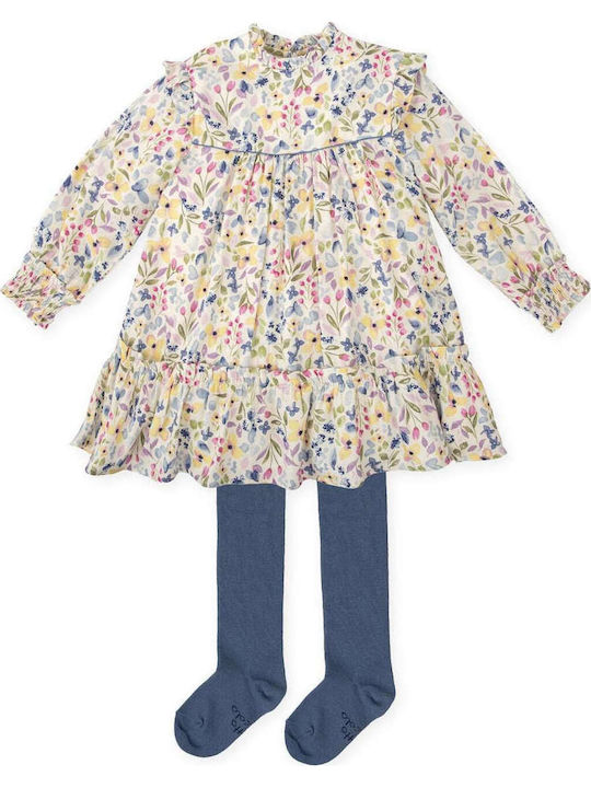 Kids Dress Long Sleeve Set with Tights Multicolour