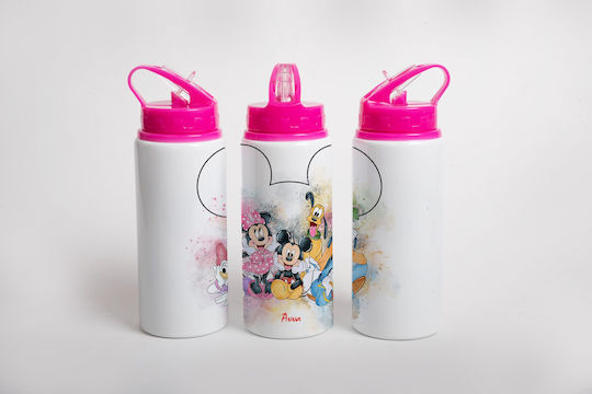 Lid Kids Water Bottle Stainless Steel with Straw Pink 360ml