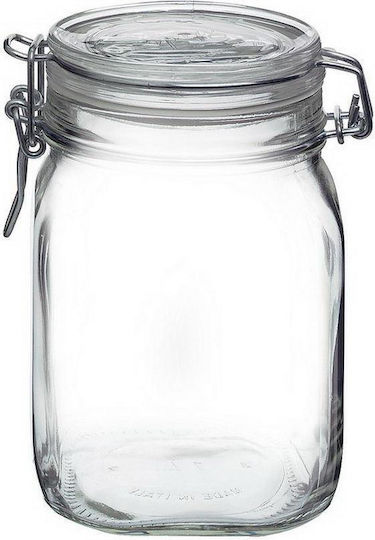 Bormioli Rocco Set of 6 General Use Glass Jars with Airtight Lid Transparent 1000ml