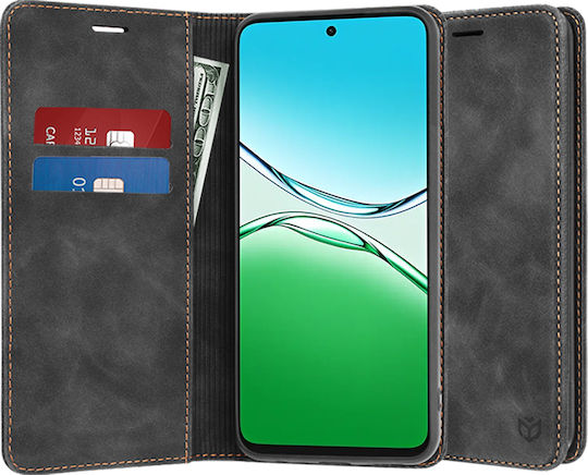 Techsuit Confy Cover Book Silicon / Piele artificială Negru (Oppo A5)
