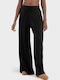 Damen Hoch tailliert Stoff Hose in Weitem Schnitt Black