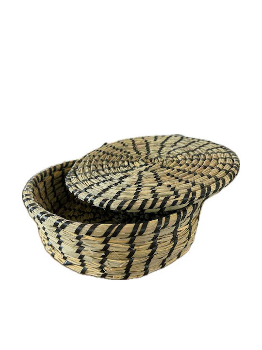 Yuk Decorative Basket Wicker with Lid Black 28x28x10cm