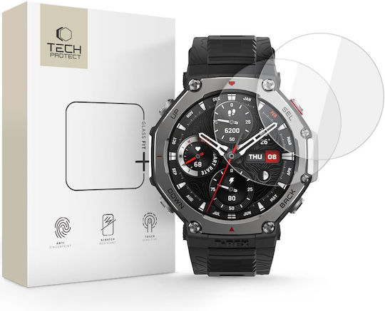 Tech-Protect Glass Fit+ Gehärtetes Glas für das Amazfit T-Rex 3 Pro 48 mm 2 Stück