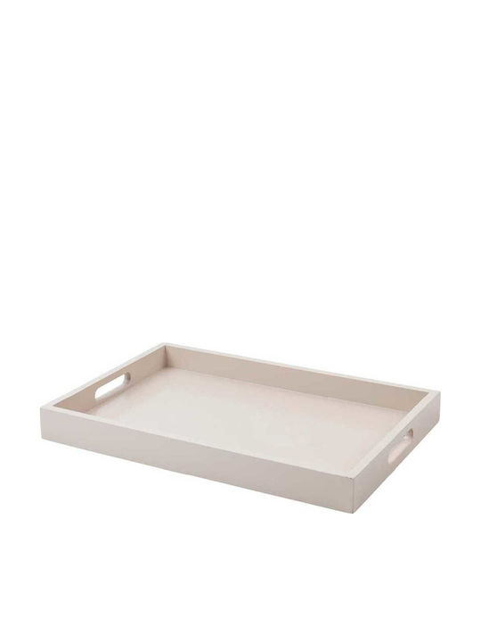 Yuk Wooden Rectangular Serving Tray with Handles in White Color 70x50cm WEL03WH 1pcs