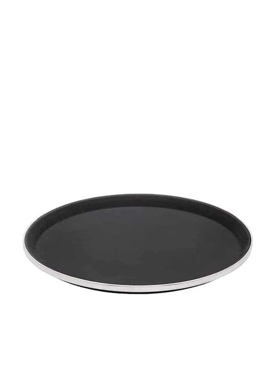 Yuk Stainless Steel Round Serving Tray Non-slip in Black Color 36x36cm 1400PTS 1pcs