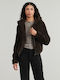 Short Women's Jacket for Spring/Autumn Brown
