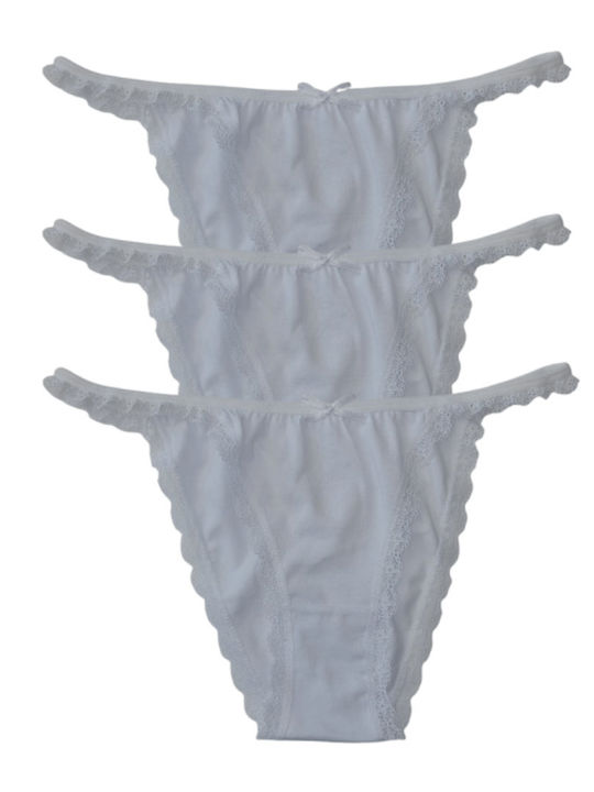 Βαμβακερά Дамско Слип 3Pack с дантела White