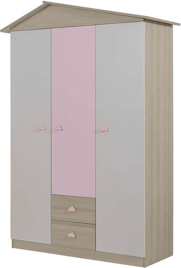 Τρίφυλλη Ντουλάπα Πολύχρωμη 130x57x204cm