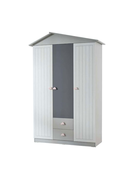 Three Door Wardrobe Gray 130x57x204cm