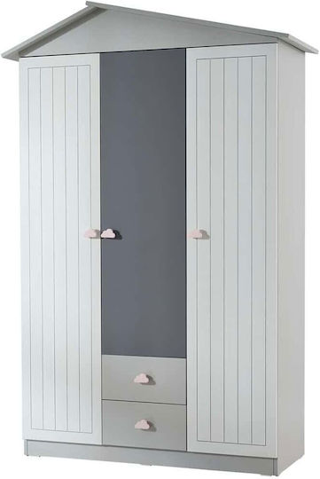 Ușă triplă Dulap Gri 130x57x204cm