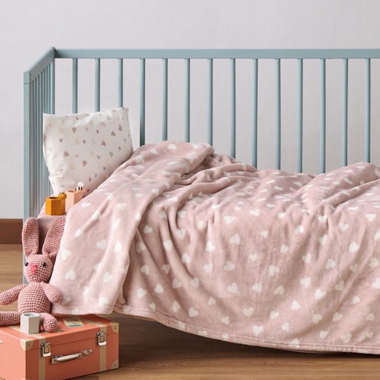 Kentia Κουβέρτα Κούνιας Amar Fleece Ροζ 100x140εκ.