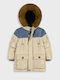 Kids Casual Long Coat with Lining and Hood Beige