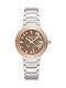 Cerruti Crystals Two Tone Women's Watch with Silver Metal Bracelet