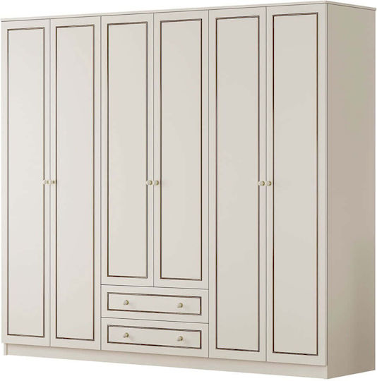Sechs Türen Kleiderschrank White 210x52x180cm