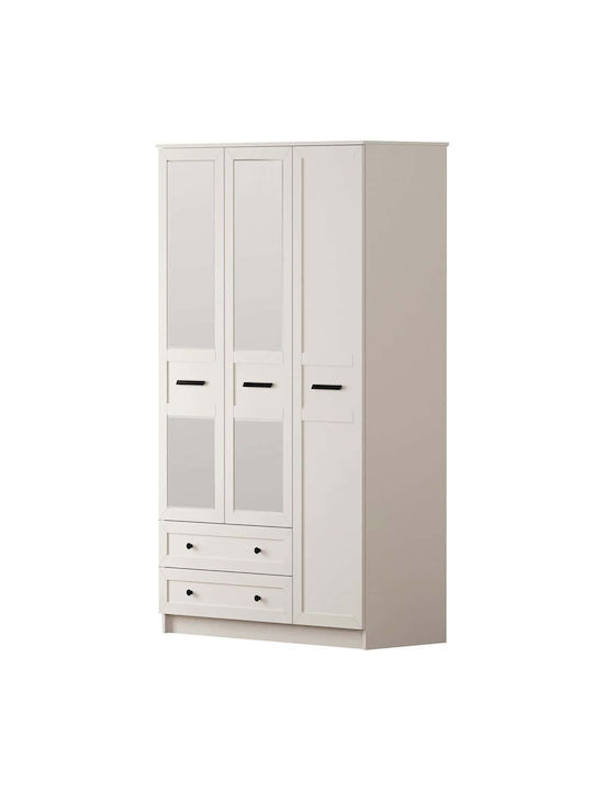 Triple Door Wardrobe White 105x52x210cm