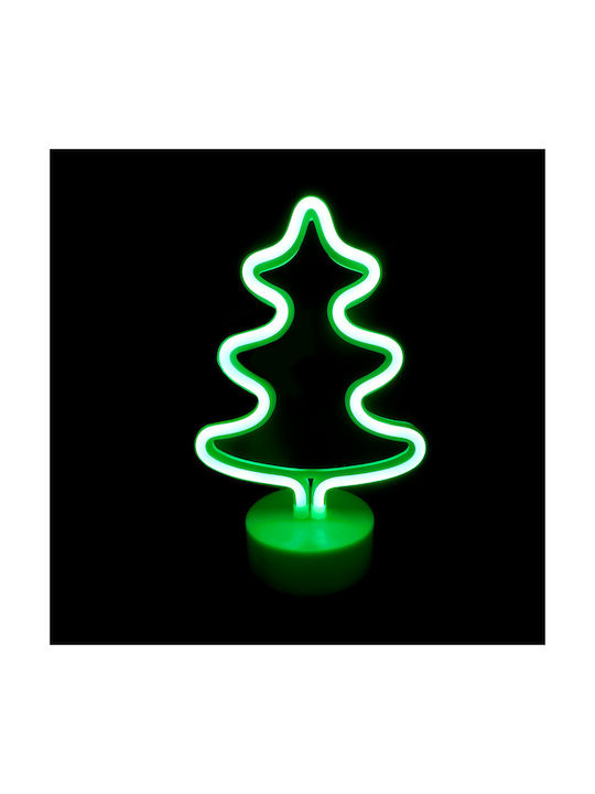 Beleuchtete Weihnachtsdekoration mit Kunststoffbaum 26cm Batteriefarben Grün