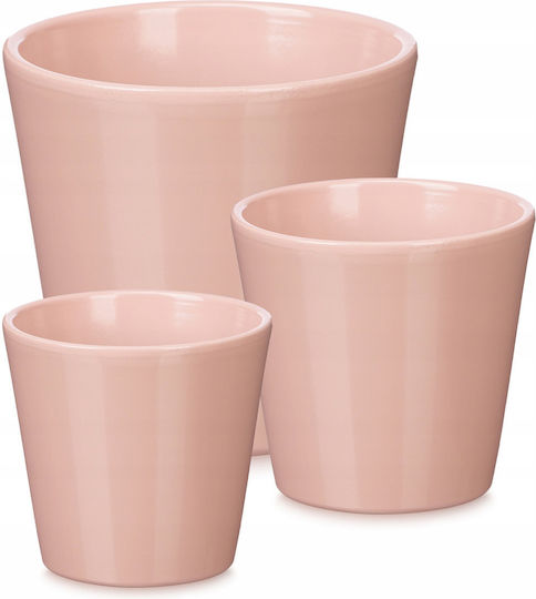 Ibergarden Set of 3 Ceramic Flower Pots Pink