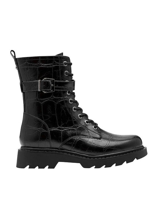 Tamaris Dames Lace Boot Flat 1-25236-43 enkellaarsjes, antraciet PAT, 41 EU, Antraciet Pat, 41 EU