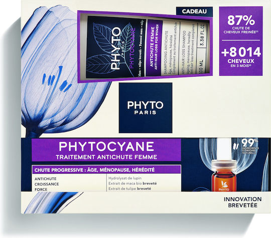 Phyto Phytocyane Progressive Hair Treatment Set Against Hair Loss with Shampoo 14 Pieces