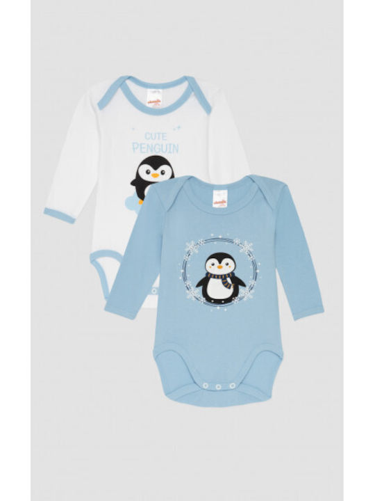 Minerva Cute Mânecă lungă Sky blue, White 2buc
