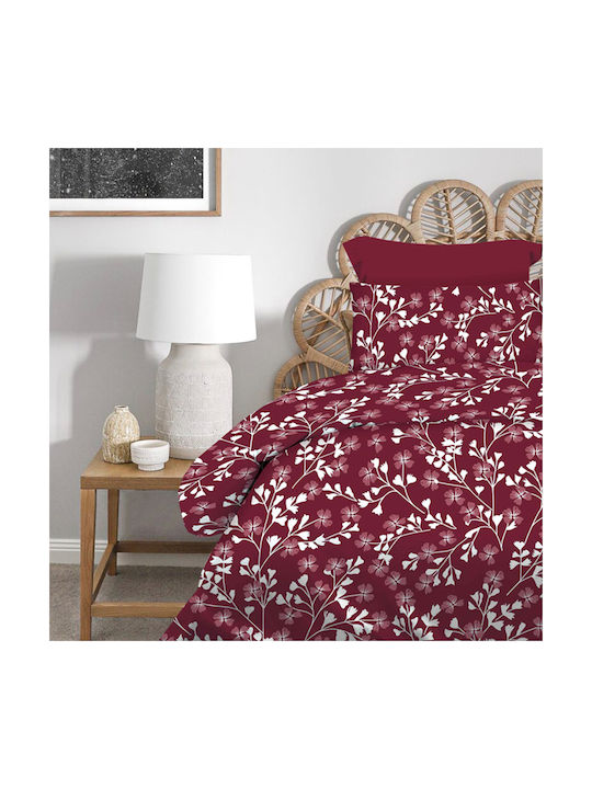 Astron Italy Σετ Σεντόνια Μονά Βαμβακερά Red Wine 175x260cm 3τμχ